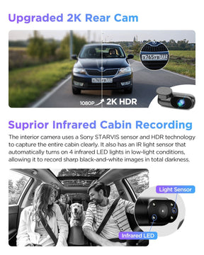 VIOFO A229 Pro 3CH 4K+2K+1080P HDR 3 Channels Car Dash Camera with Sony STARVIS 2 Sensors for Lyft Taxi Ridesharing Drivers - Viofo - official