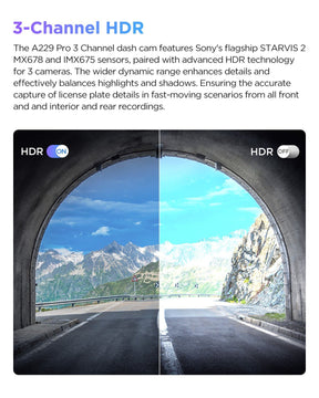 VIOFO A229 Pro 3CH 4K+2K+1080P HDR 3 Channels Car Dash Camera with Sony STARVIS 2 Sensors for Lyft Taxi Ridesharing Drivers - Viofo - official