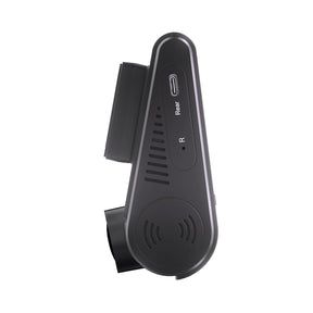 VIOFO A229 Ultra 2 Channels dash cam main unit side view, showing rear camera port, rest hole and ventilation design