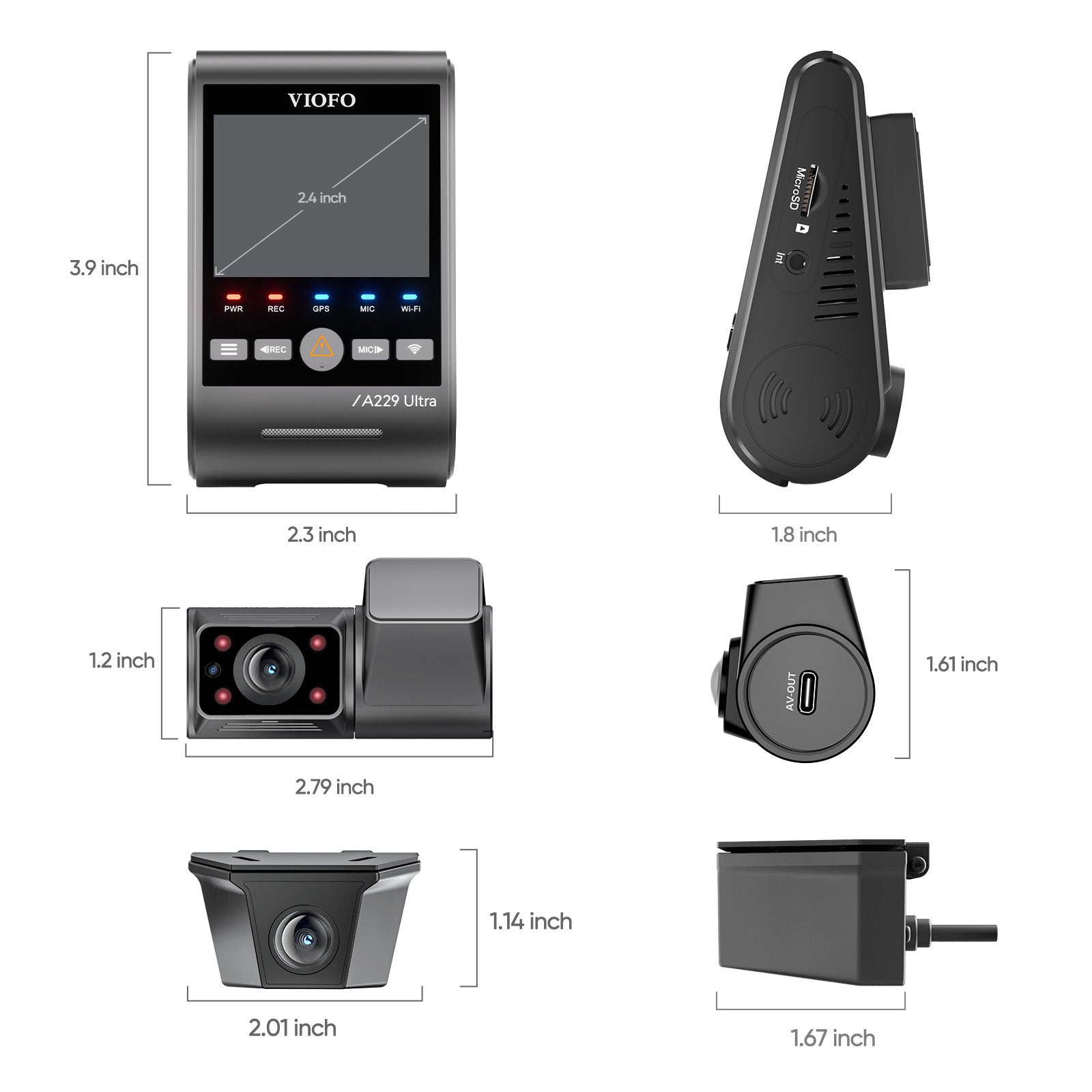 VIOFO A229 Ultra - W 3CH 4K Front+4K Waterproof Rear Camera+1080P Fisheye Cabin Camera with Triple Sony STARVIS 2 Sensors, 3 - Channel HDR, Ultra Fast 5GHz Wi - Fi & Precise GPS - Viofo - official