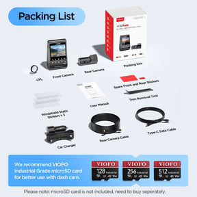 VIOFO A329 2CH First 4K 60FPS Front and 2K Rear Wi - Fi 6 Dash Cam HDR with Sony STARVIS 2 Sensors Support SSD Storage - Viofo - official