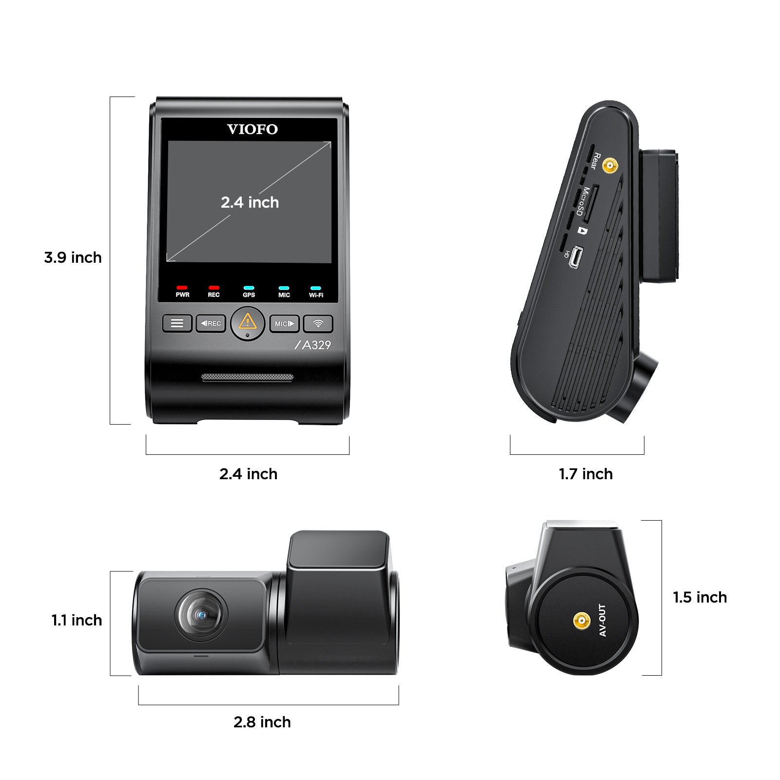 VIOFO A329 2CH First 4K 60FPS Front and 2K Rear Wi - Fi 6 Dash Cam HDR with Sony STARVIS 2 Sensors Support SSD Storage - Viofo - official