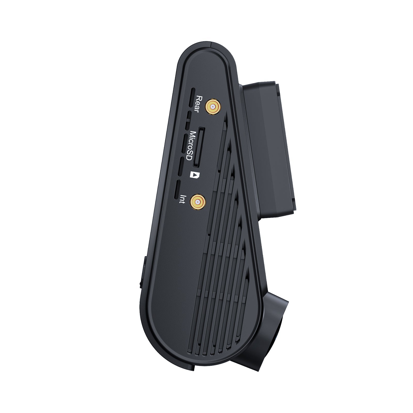 Illustration VIOFO A329S Front camera body Side View showing the rear port, interior port, and card slot