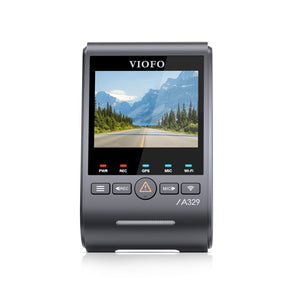 VIOFO A329S 1CH dash cam rear view showing camera ports and connectors