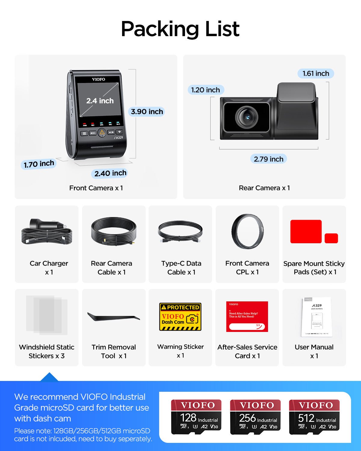 VIOFO A329S 2CH 4K 60FPS+2K HDR Dash Cam with Sony STARVIS 2 Sensor, Built - in Wi - Fi 6 and GPS, Support SSD Storage, Low Power Impact Detection, Hybrid Parking Recording - Viofo - official