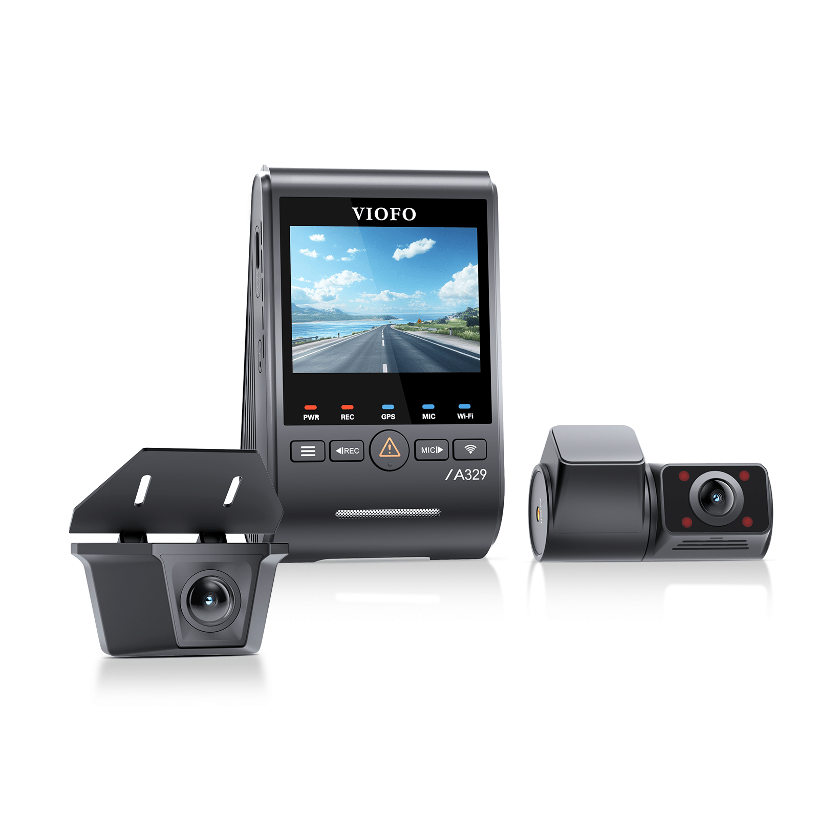 VIOFO A329SW 3CH 4K 30FPS Front+2K Waterproof Rear+2K Fisheye Cabin with Sony STARVIS 2 Sensor HDR, Flexible Installation to Capture Both Inside and Outside - Viofo - official