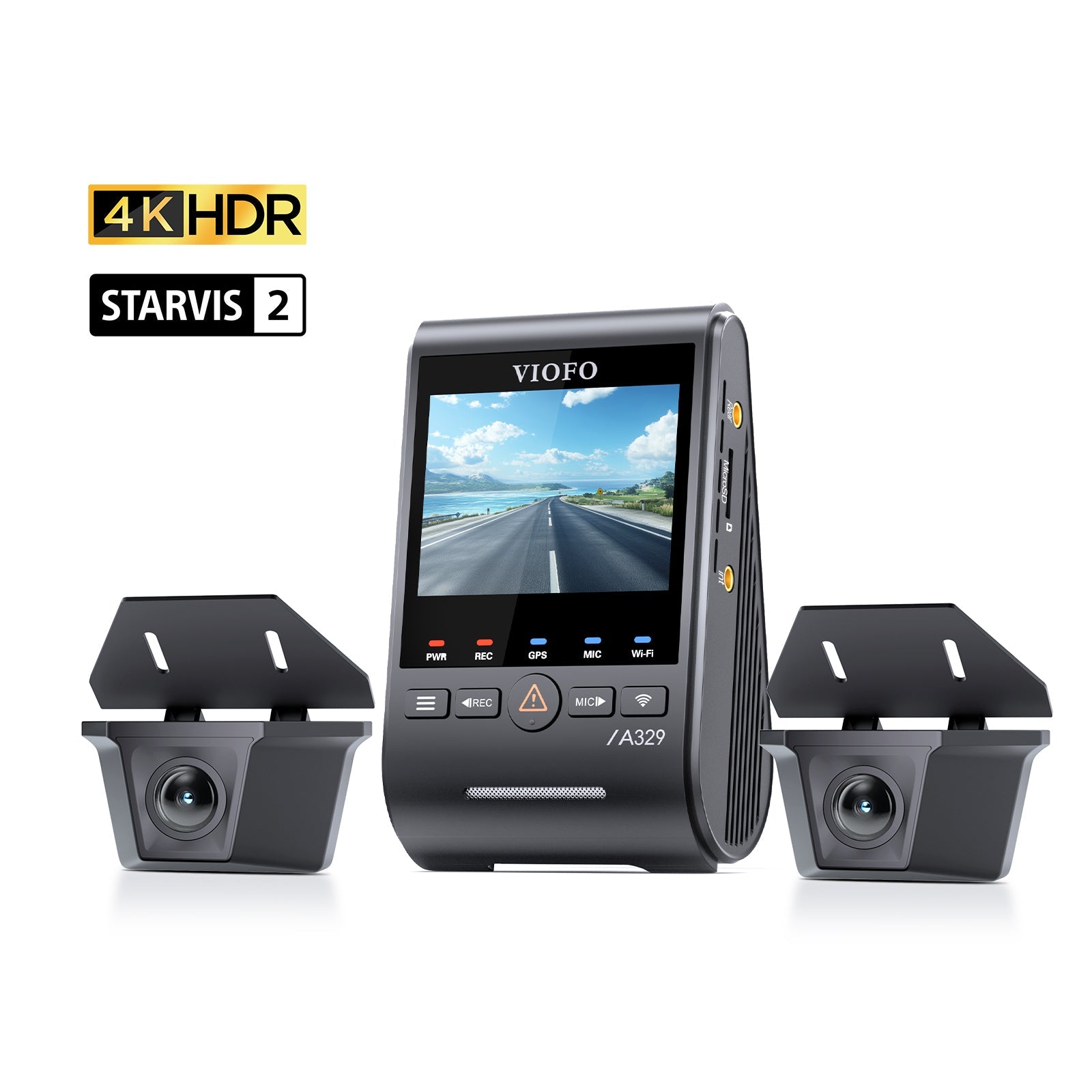 VIOFO A329WW 3CH 4K 30FPS Front+Dual 2K HDR Waterproof Rear Cameras with Sony STARVIS 2 Sensor, Tailored for Heavy - Duty Trucks and Trailers - Viofo - official