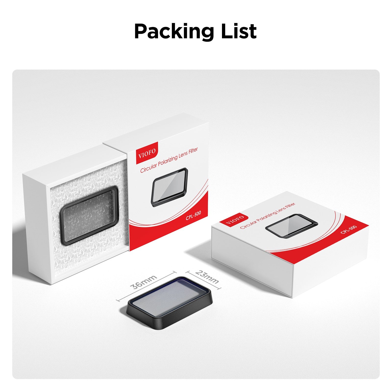 VIOFO CPL - 500 Rear Filter, Anti - Glare Circular Polarizing Lens for RTC300/A329/A329S Series - Viofo - official