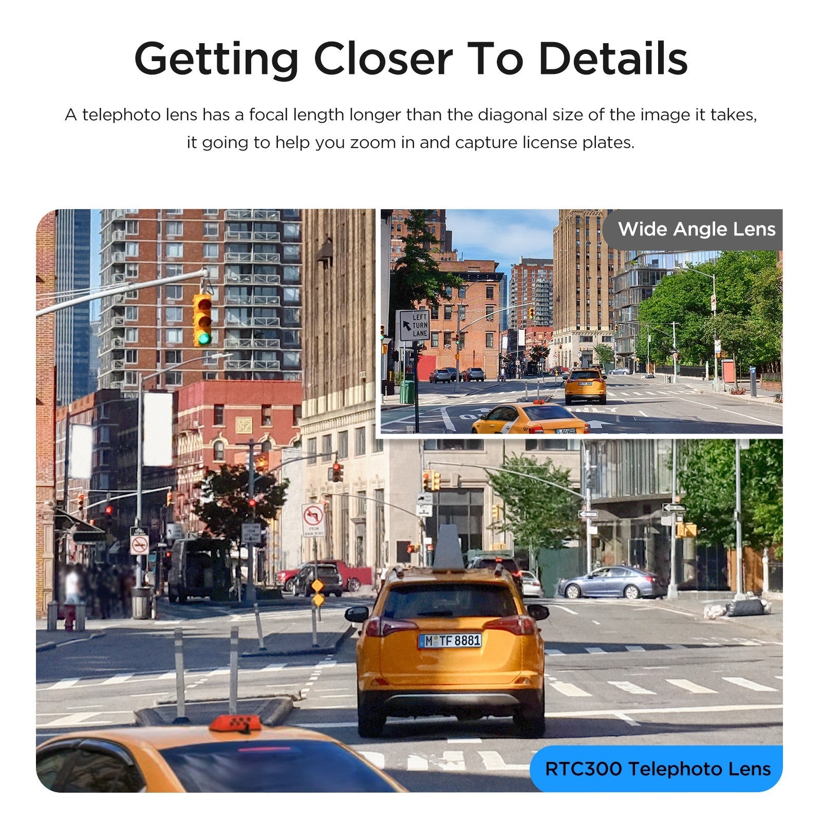 VIOFO RTC300 Telephoto Camera with 0.6M Cord and Adhesive Sticker for A229 Plus/A229 Pro - Viofo - official