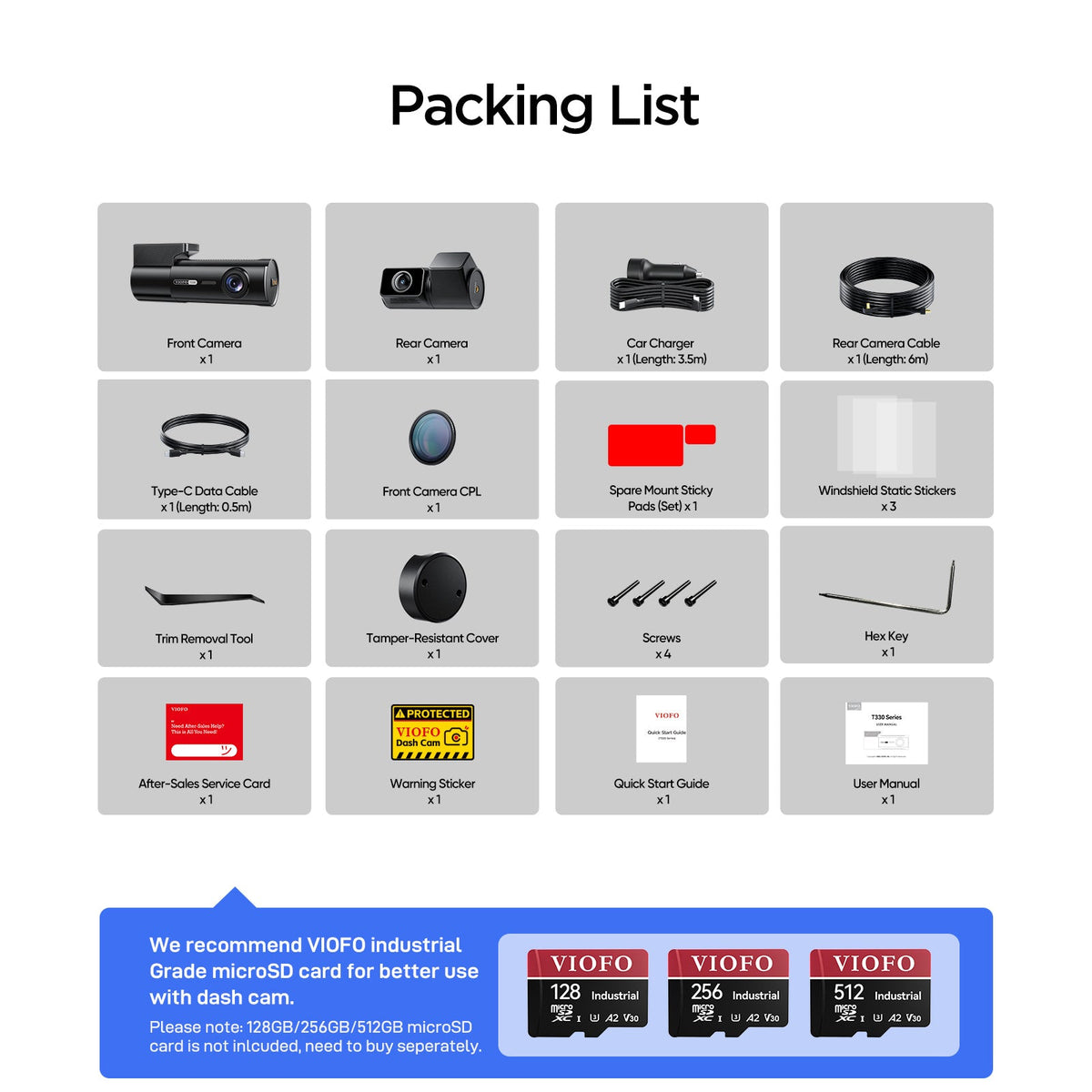VIOFO T330 2CH 4K 60FPS+2K HDR Dash Cam with Dual Sony STARVIS 2 Sensors, Wi-Fi 6, GPS, Voice Control, Hybrid Parking Recording - VIOFO