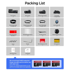 VIOFO T330 3CH 4K+2K+2K HDR Dash Cam with Triple Sony STARVIS 2 Sensors, 210° Fisheye Cabin Camera, Wi-Fi 6, GPS, Hybrid Parking Recording - VIOFO