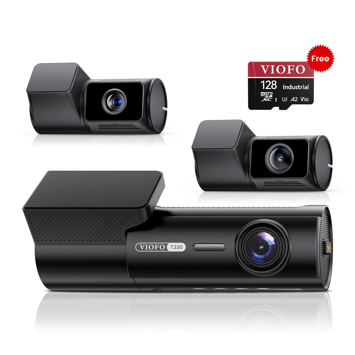 VIOFO T330T 3CH 4K+2K+2K HDR Dash Cam with 4x Optical Zoom Telephoto Camera, Triple Sony STARVIS 2 Sensors, Wi-Fi 6, GPS - VIOFO