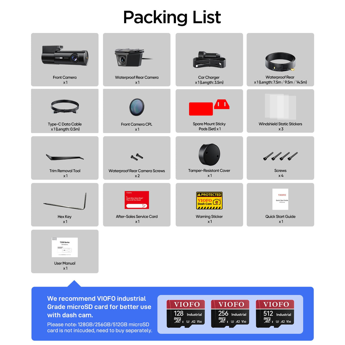 VIOFO T330W 2CH 4K+2K HDR Dash Cam with Waterproof Rear Camera, Dual Sony STARVIS 2 Sensors, Wi-Fi 6, GPS, Hybrid Parking Recording - VIOFO