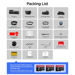 VIOFO T330W 3CH 4K+2K+2K HDR Dash Cam with Waterproof Rear and 210° Fisheye Cabin Camera, Triple Sony STARVIS 2 Sensors, Wi-Fi 6, GPS - VIOFO
