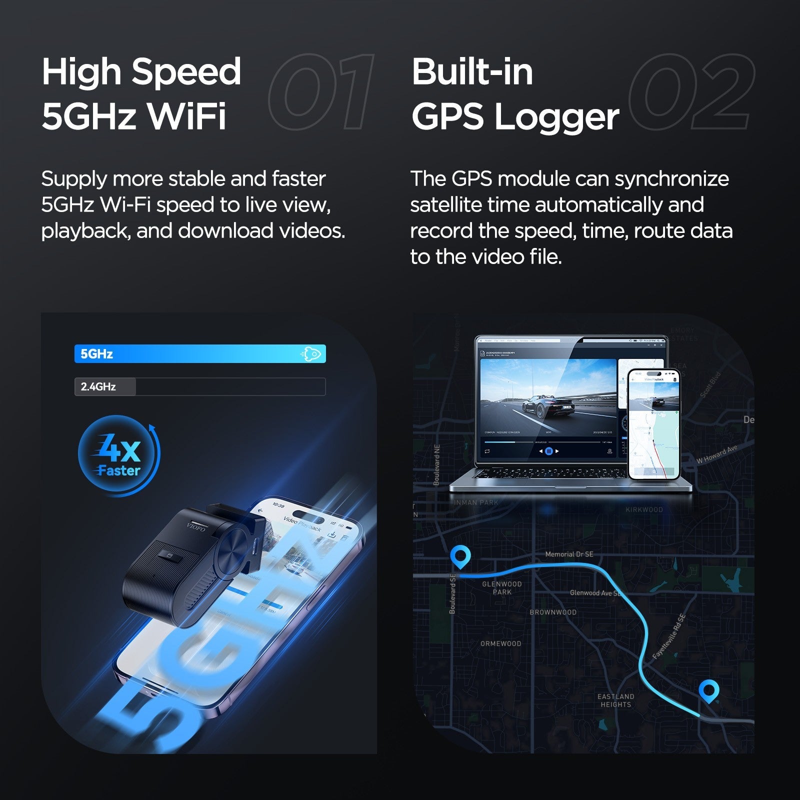 VIOFO VS1 Mini 2K HDR with Sony STARVIS 2 IMX675 Sensor 5GHz Wi - Fi Voice Control GPS Dash Cam with Free 32GB MicroSD Card - Viofo - official