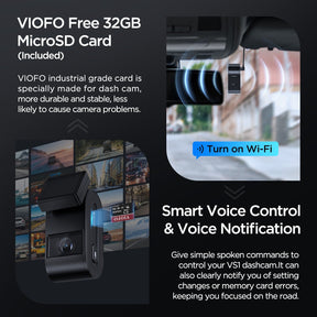 VIOFO VS1 Mini 2K HDR with Sony STARVIS 2 IMX675 Sensor 5GHz Wi - Fi Voice Control GPS Dash Cam with Free 32GB MicroSD Card - Viofo - official