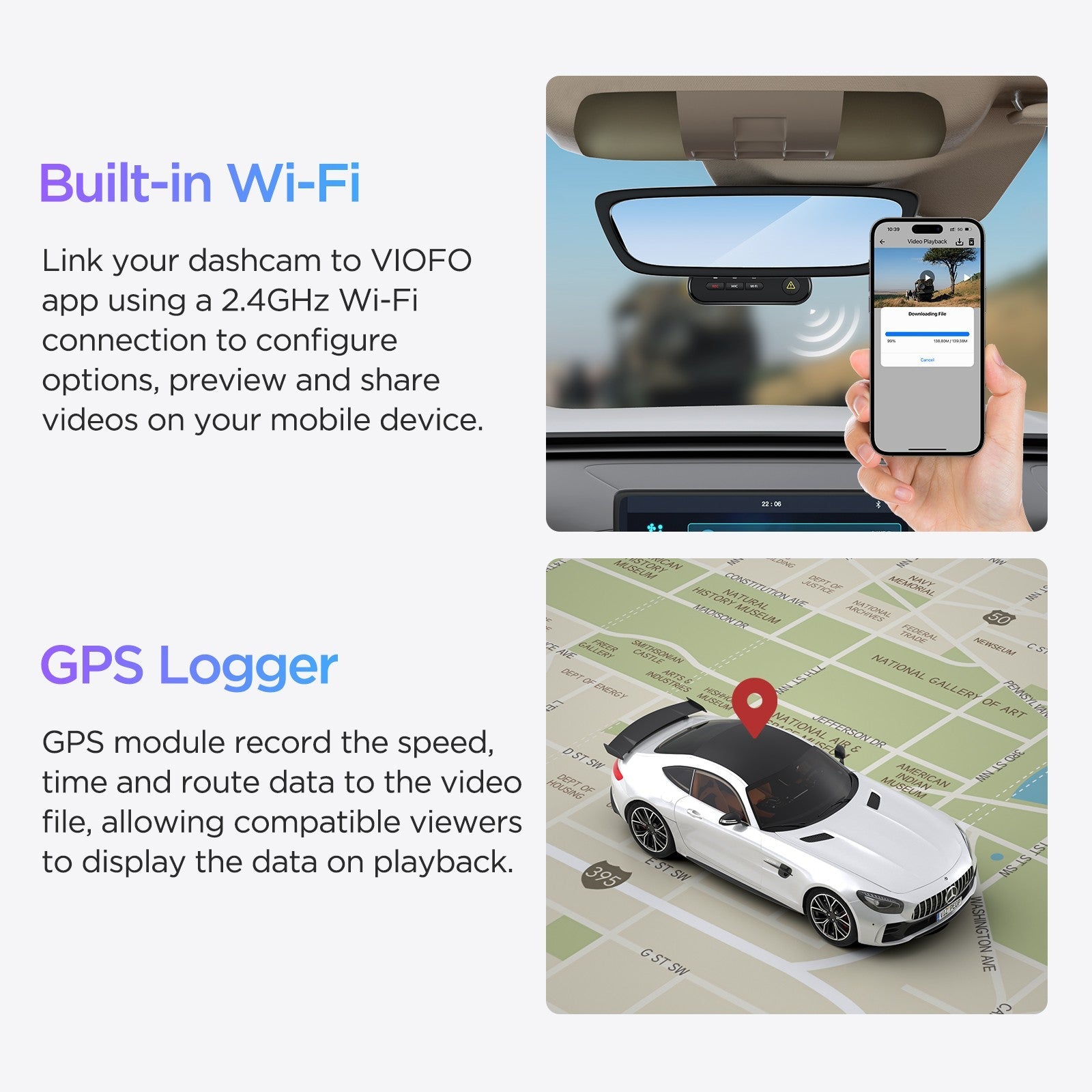 VIOFO WM1 2K Quad HD 1440P 30FPS Smaller WiFi GPS Dashcam with Sony STARVIS IMX335 Sensor - Viofo - official